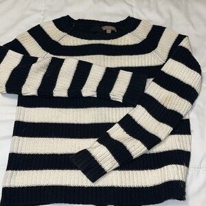 LILLA /P Cable knit , Nostalgic, striped sweater w/ ribboning Down back. Small